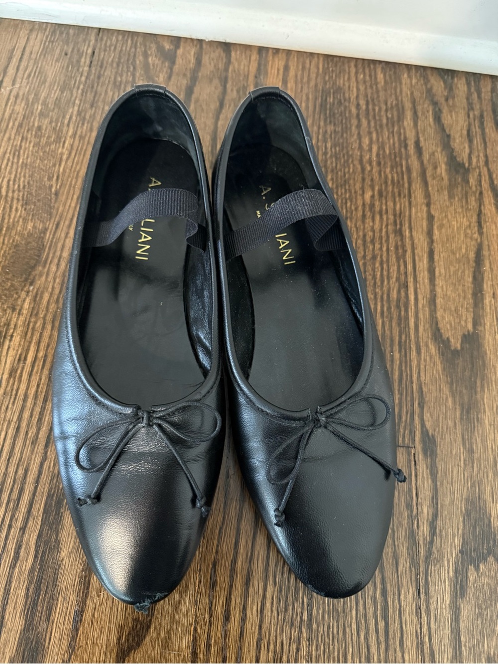 ASoliani black flats with strap. Size 38.5